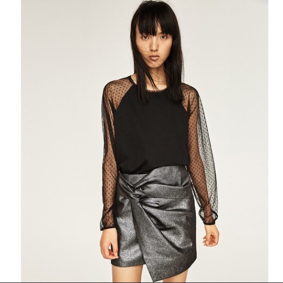 Zara Tops - Zara Swiss Dot Sleeve Top